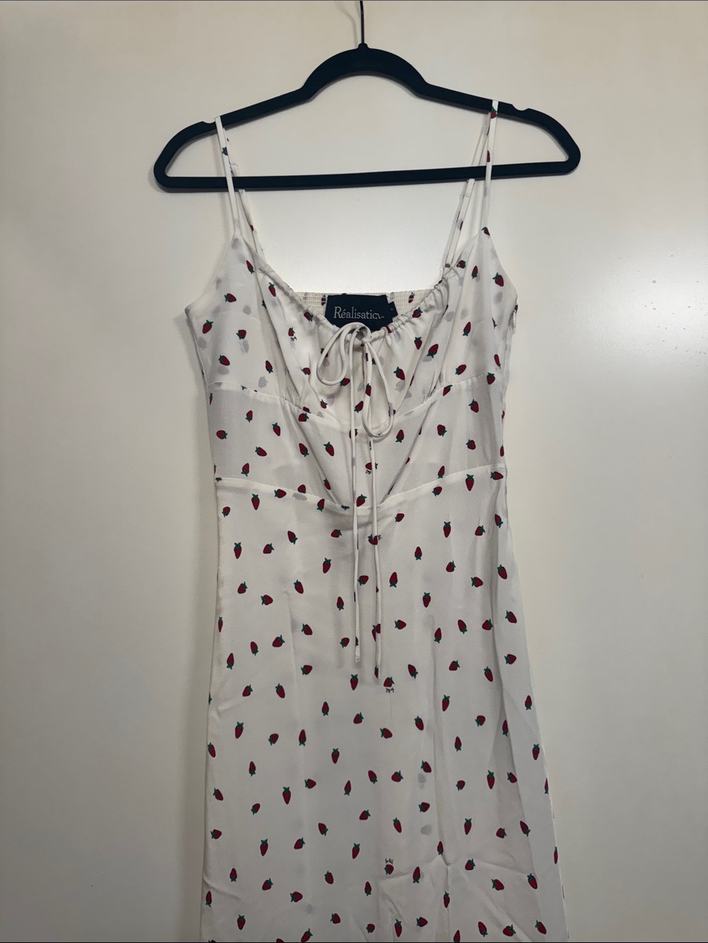 Reformation Par White Midi Dress with Red Strawberry Print - Picture 2 of 5